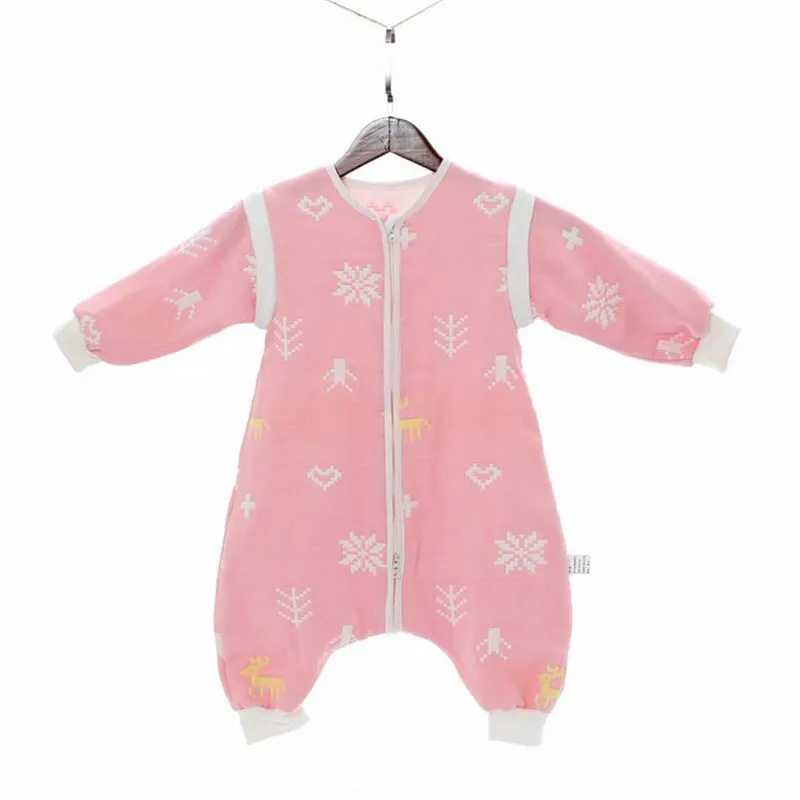 6 layers baby muslin sleeping bag with split trouser legs skin friendly baby sleepsack anti-kick baby kids sleeping sack - Цвет: as the photo