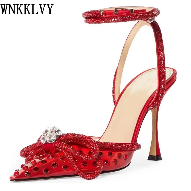 Pointed Toe Clear PVC Sandals Women bling Crystal flower high heels Summer Dress bridal wedding Cinderella crystal Shoes | Обувь