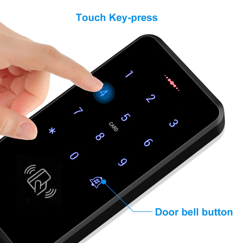 RFID Card Door Access Controller Backlight Keypad 3000 User 125KHz Card Token Tamper-alarm with RFID Keyfobs Waterproof Optional