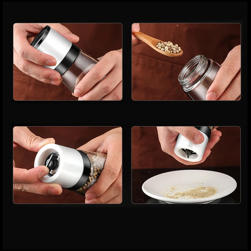 Pepper Grinder Glass Manual Salt and Pepper Mill Grinder Spice Shakers 2Pcs Set for Kitchen salt and pepper grinder pepper grinder herb spice grinder