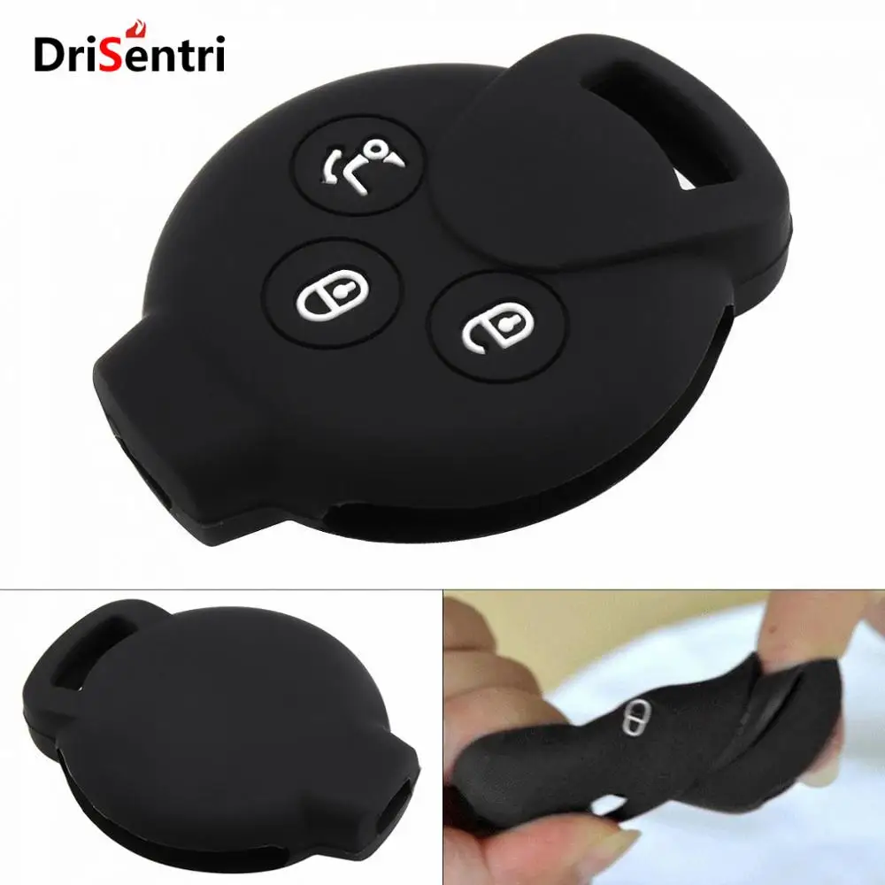 

3 Buttons Silicone Straight Panel Car Key Case Protector Holder for Benz Smart Fortwo Pure Coupe 2-Door 2004-2006 New Arrival