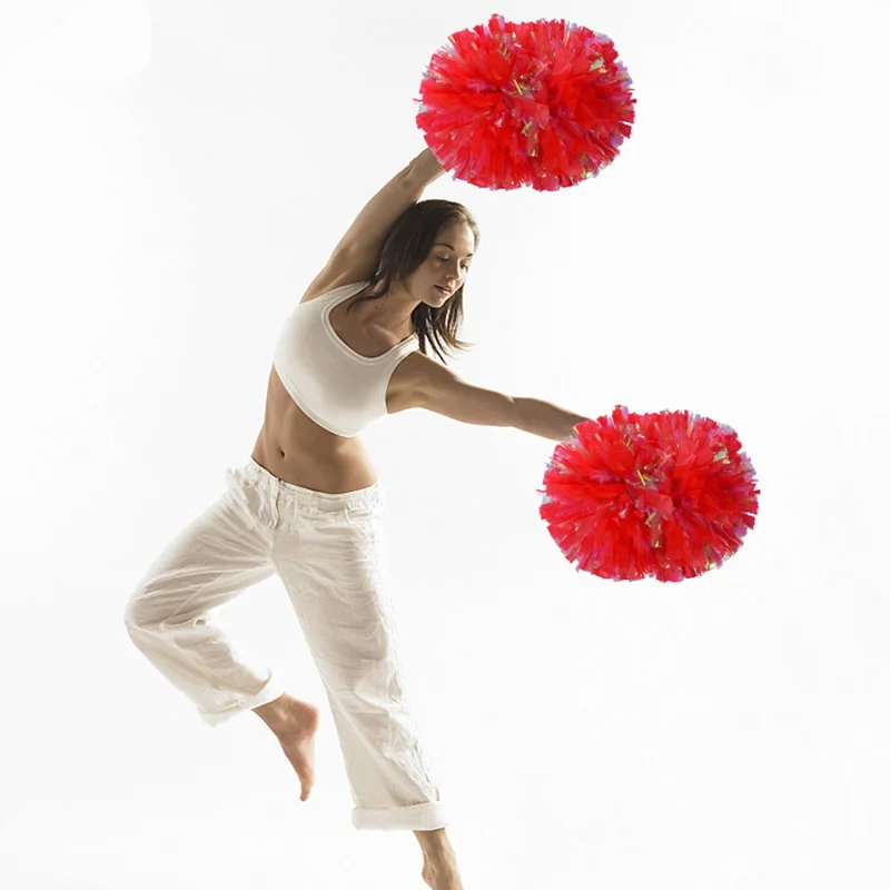 Cheerleading Pom Poms 2pcs Rainbow Plastic Cheerleader Pom Ppom Girl Cheer Refueling Props Cheerleading Pompon Pompoms Baton Hhandle NonFading
