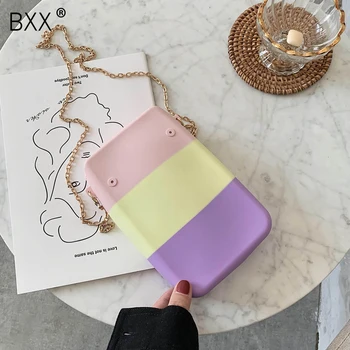 

[BXX] Solid Color PVC Bags For Women 2020 Spring Small Lady Shoulder Messenger Bag Female Travel Chain Handbags and Purses HL555