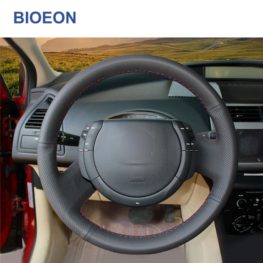 Черный PU искусственная кожа крышка рулевого колеса для Citroen Triumph C4 2005-2010