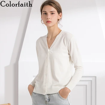

Colorfaith New 2019 Autumn Winter Women's Sweaters Knitting Minimalist Tops Korean Style Elegant Slim Casual Cardigans SW7003