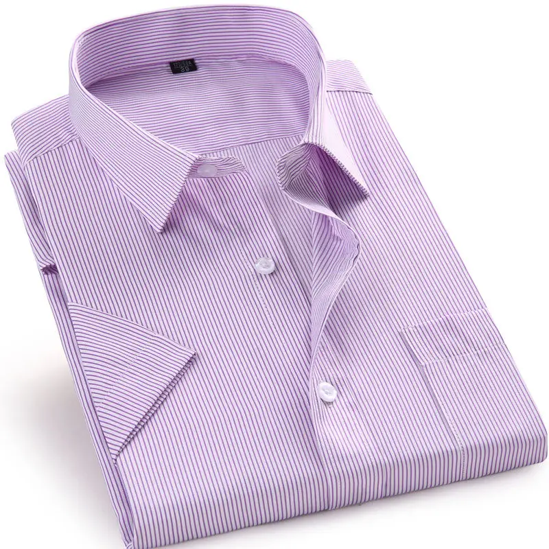 Высококачественное платье мужская летняя рубашка с коротким рукавом плюс размер 5XL 6XL 7XL 8XL Мужская Обычная Повседневная рубашка черного и белого цвета - Цвет: DX8868-22 Purple