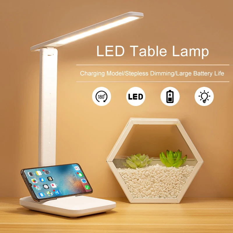 

Led Desk Lamp 3 Color Stepless Dimmable Touch Foldable Table Lamp Bedside Reading Eye Protection Night Light Built-in USB port