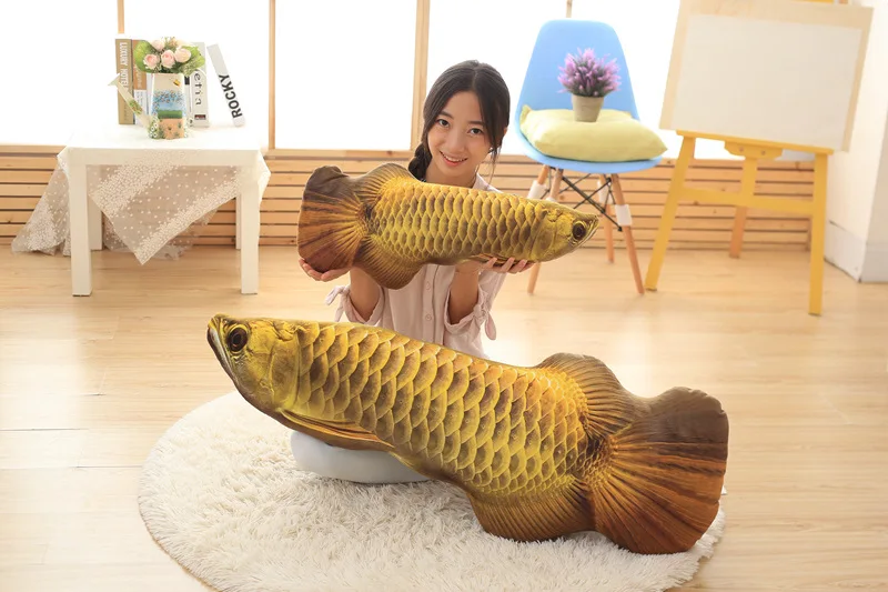 

Gold Arowana Model 3D Creative Pillow Plush Toy Pet Supplies Wholesale Custom-Invoice