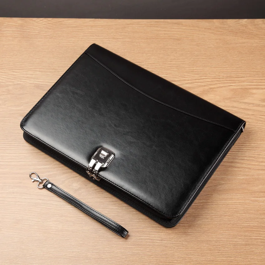 A4 старшая искусственная кожа padfolio бизнес-сумка менеджера документов Портфолио файл папка с паролем замок калькулятор застежка-молния 1321