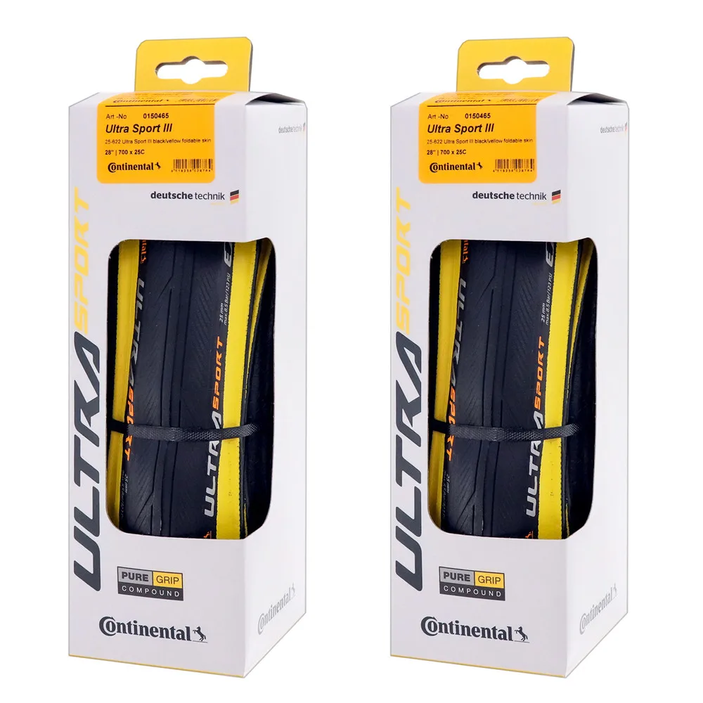 Шина для дорожного велосипеда Continental Ultra Sport III 700x25 черно желтая складная PureGrip