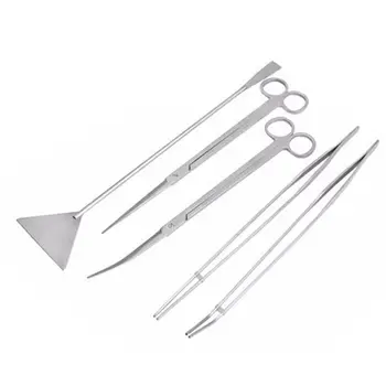 

5 Pcs Water Grass Scissors Clip Flat Sand Spatula Aquarium Tank Kit Stainless Steel Aquatic Plant Tweezers Tool Set