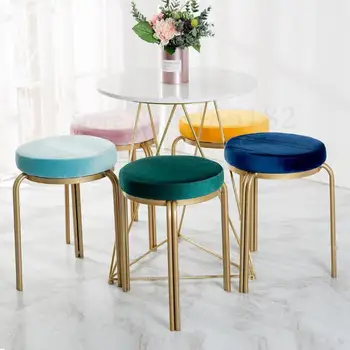 

Can be stacked fabric stool creative fashion low stool net red restaurant round stool padded upholstered dining stool