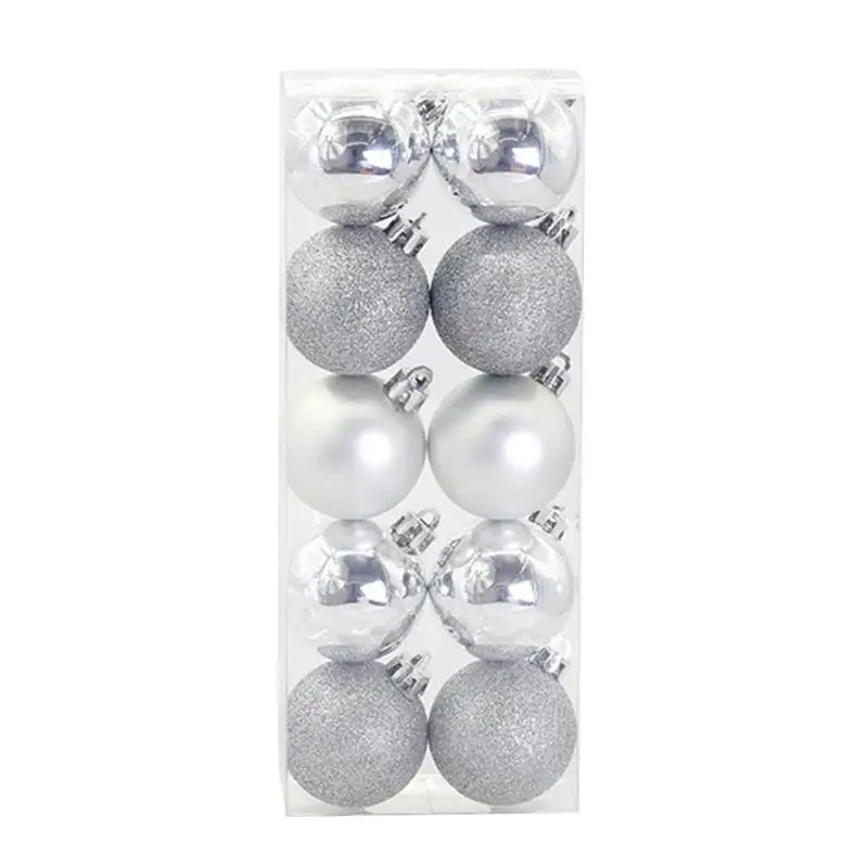 Silver 10PCS Christmas Ball Glitter Matte Shiny Ball Ornament Xmas Tree Decoration Party DIY Decoration Supplies For Festival - Цвет: Silver