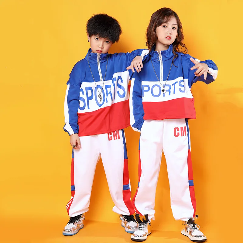 Kids Cool Hip Hop Clothing Stand Collar Jacket Coat Pullover Top Running Causal Pants for Girls Boys Jazz Dance Costumes Clothes (11)