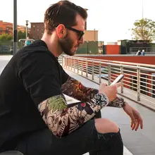 6 шт. Временные татуировки рукава 3 шт. шипованные заклепки панк-рок Байкер Широкий кожаный браслет с ремешком цепочка рукав США низкая цена