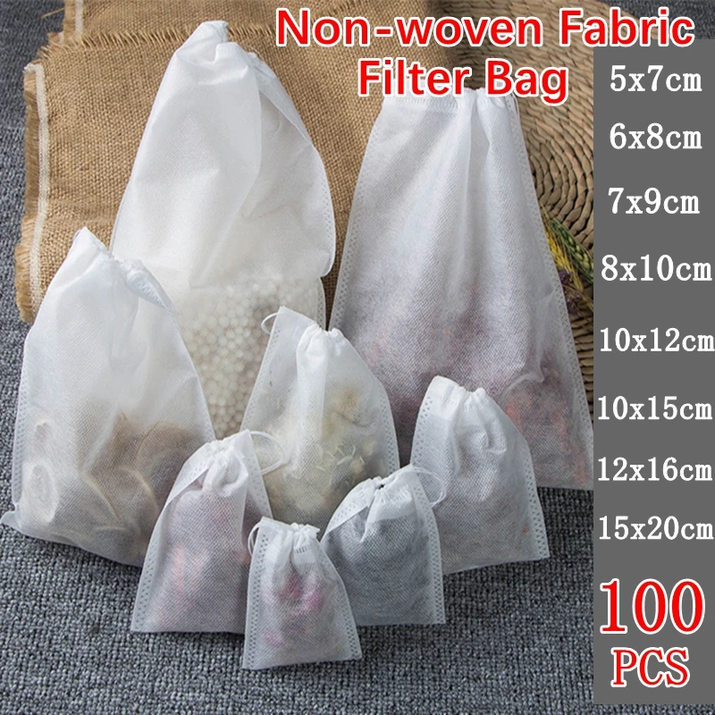 Tea-Bags String Tea Infuser Heal Spice Non-Woven-Fabric Food-Grade 100pcs for with Seal