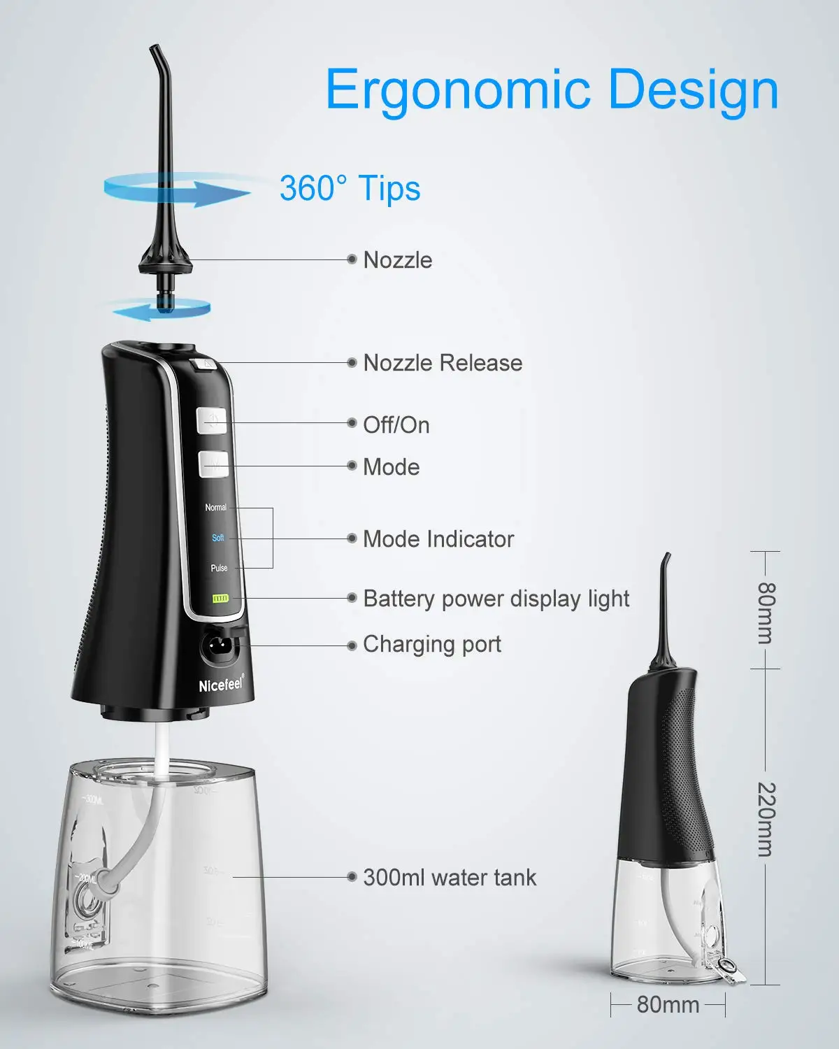 US $31.50 Cordless Water Flosser Teeth Cleaner Nicefeel 300ML USB Rechargable Portable Oral Irrigator For TravelHome 3Modes IPX7 Waterp