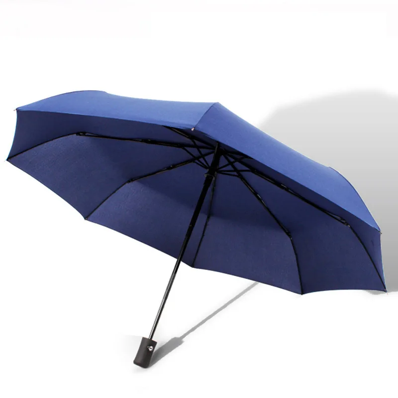 

8 Bone Plain Color Fully Automatic Umbrella Advertising Umbrella Logo Customizable Outdoor Sunshade Parasol Three Folding Umbrel