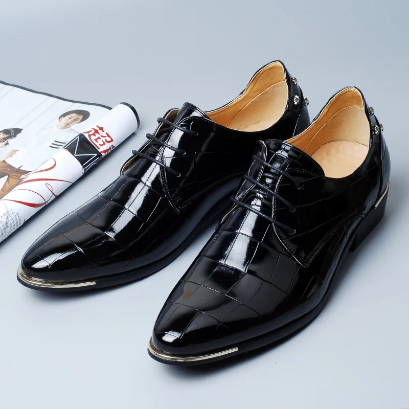 

Classics Men's Formal Dress Shoes Patent Leather Oxfords Shoes Pointed Toe Slip-On Business Wedding Shoes