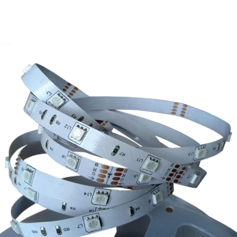 Высокое качество 5 м DC12V DC24V 30 светодиодный s/М гибкий полосы IP30 5050 RGB 150 s Белый PCB