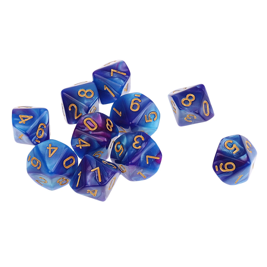 10pcs 10 Sided Dice D10 Polyhedral Dice for  High quality