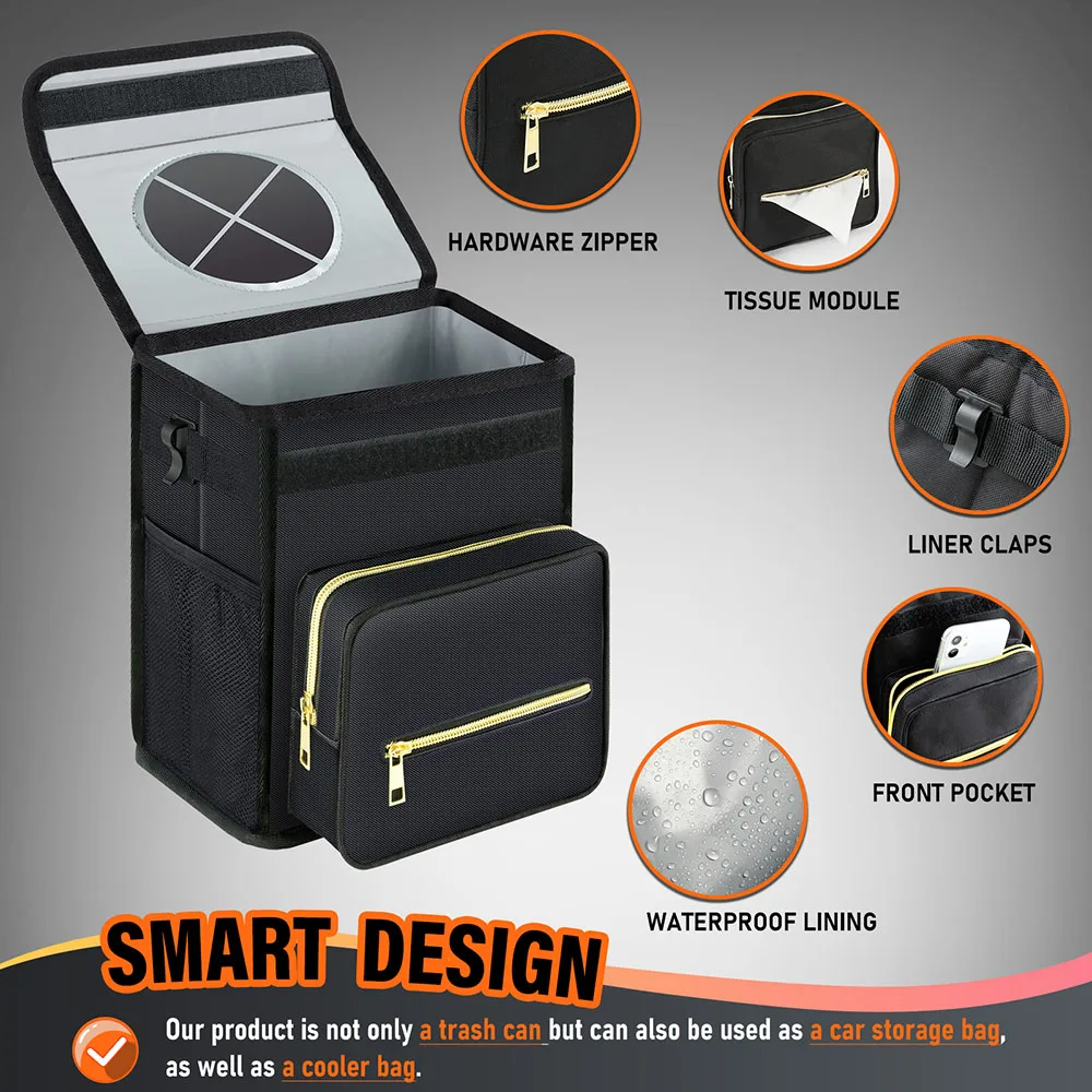 Car Trash Can Car Trash Bag SANJODS Car Trash Can Bin Waterproof Foldable Garbage Bags Tissue Storage Box Multifunction Auto Organizer Interior Car