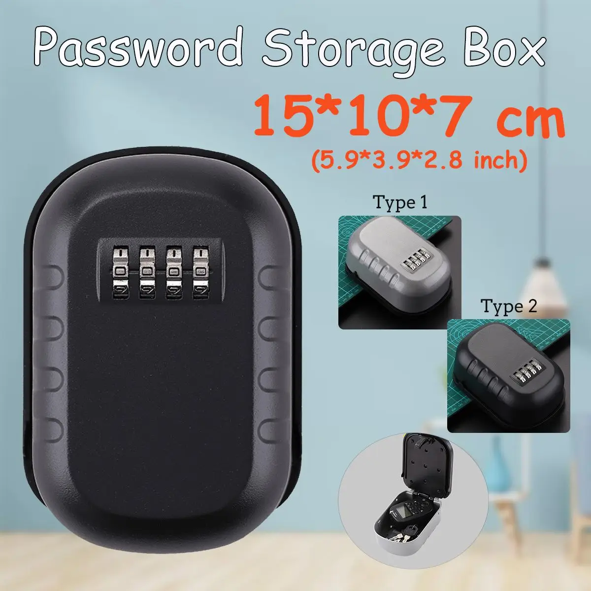 Caja de Seguridad para llaves de interior y exterior caja de seguridad para llaves con combinación de 4 dígitos, resistente al agua, con bloqueo de contraseña, caja de almacenamiento de llaves oculta