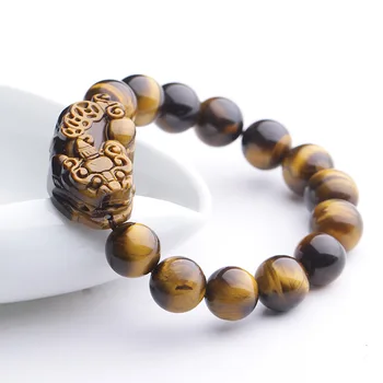 

Natural Tigereye stone PIXIU Beads Bracelet Jewelry Fashion Charm Accessories Hand-Carved Lucky Amulet Gifts for Women