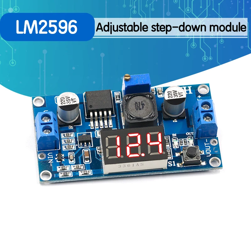 LM2596 понижающий модуль преобразователя питания светодиодный цифровой вольтметр