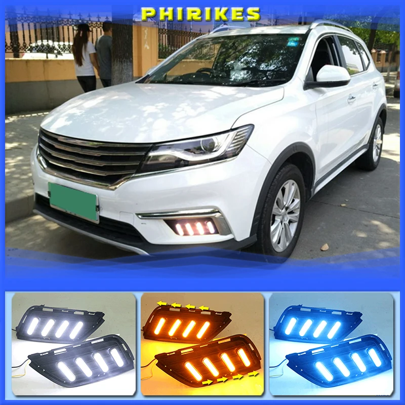 

Дневные ходовые огни для Roewe RX5 2016-2018 светодиодный дневные ходовые огни, противотуманные фары, ходовые огни с желтой функцией поворота