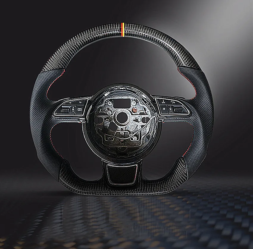 carbon and leather Для Audi A3 A4 A5 A6 A7 рулевое колесо из углеродного волокна, универсальные автомобильные аксессуары, Настраиваемые Сменные Углеродные рулевые колеса - Название цвета: carbon and leather