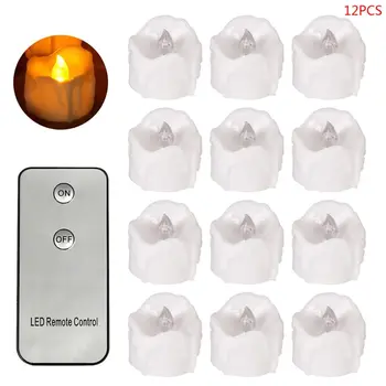 

12pcs Electronic Remote Control Candles Flameless LED Electric Flickering Tea Light Candles with Remote Control Christmas Festiv