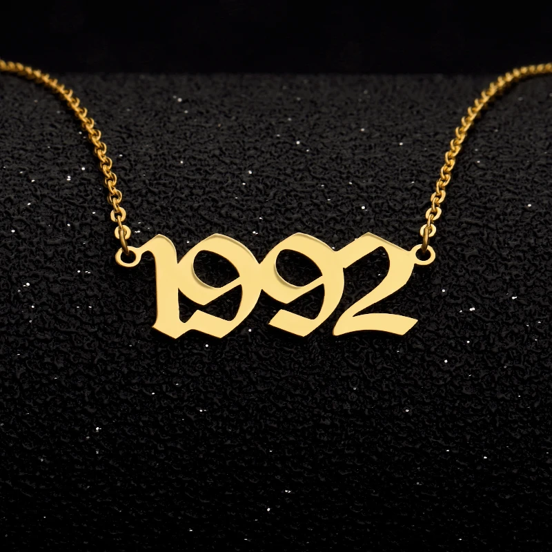 

Personalized Old English Number Necklaces Women Custom Jewelry Year 1991 1992 1993 1994 1995 1996 1997 1998 1999 Birthday Gift