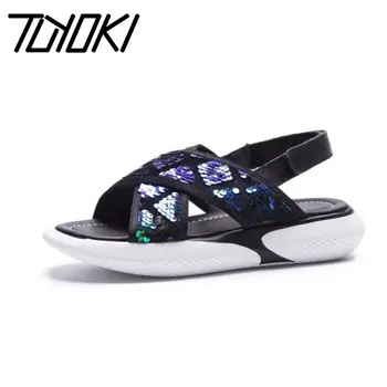 

Tuyoki Fashion Women Shoes Summer Sandals Thick Bottom Sandals Bling Casual Lady Shoes Mid Heel Sandals Beach Shoes Size 35-42