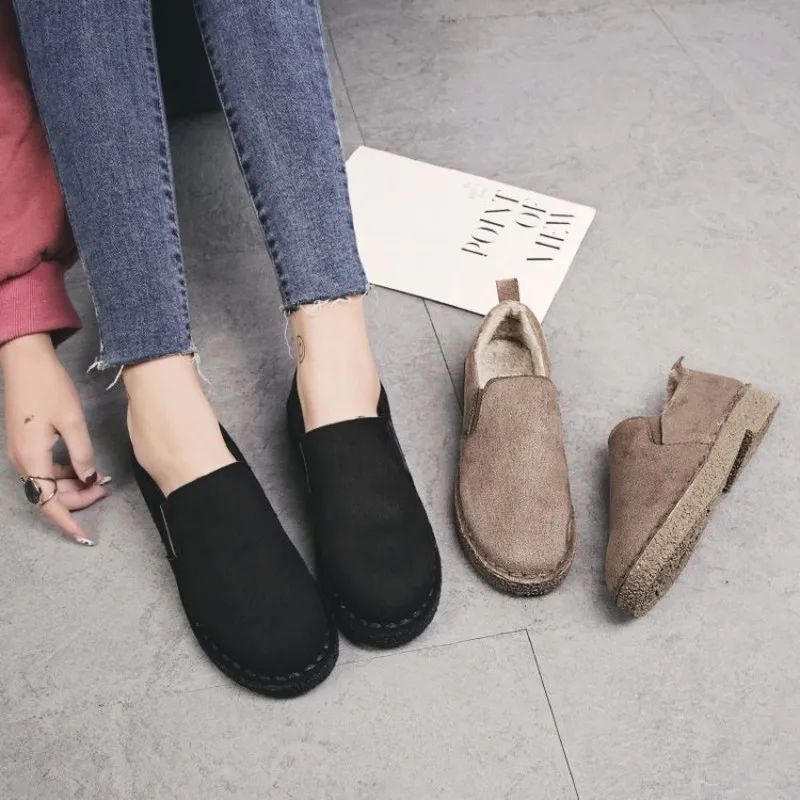 

2020 Casual Female Black Ladies Peluche Zapatos Mujer Fashion Furry Slip on Shoes for Women Loafers Flats White Shoes Y18-16