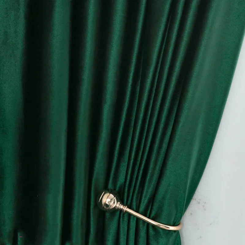 American Vintage Tirai Beludru Padat Warna Hijau Tua Tirai Jendela Ruang Tamu Kamar Tidur Bersih Tirai Tirai Aliexpress