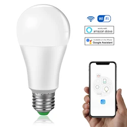 Ampoule LED intelligente WiFi 15W E27 B22, veilleuse intelligente à intensité réglable pour Google Home Assistant 