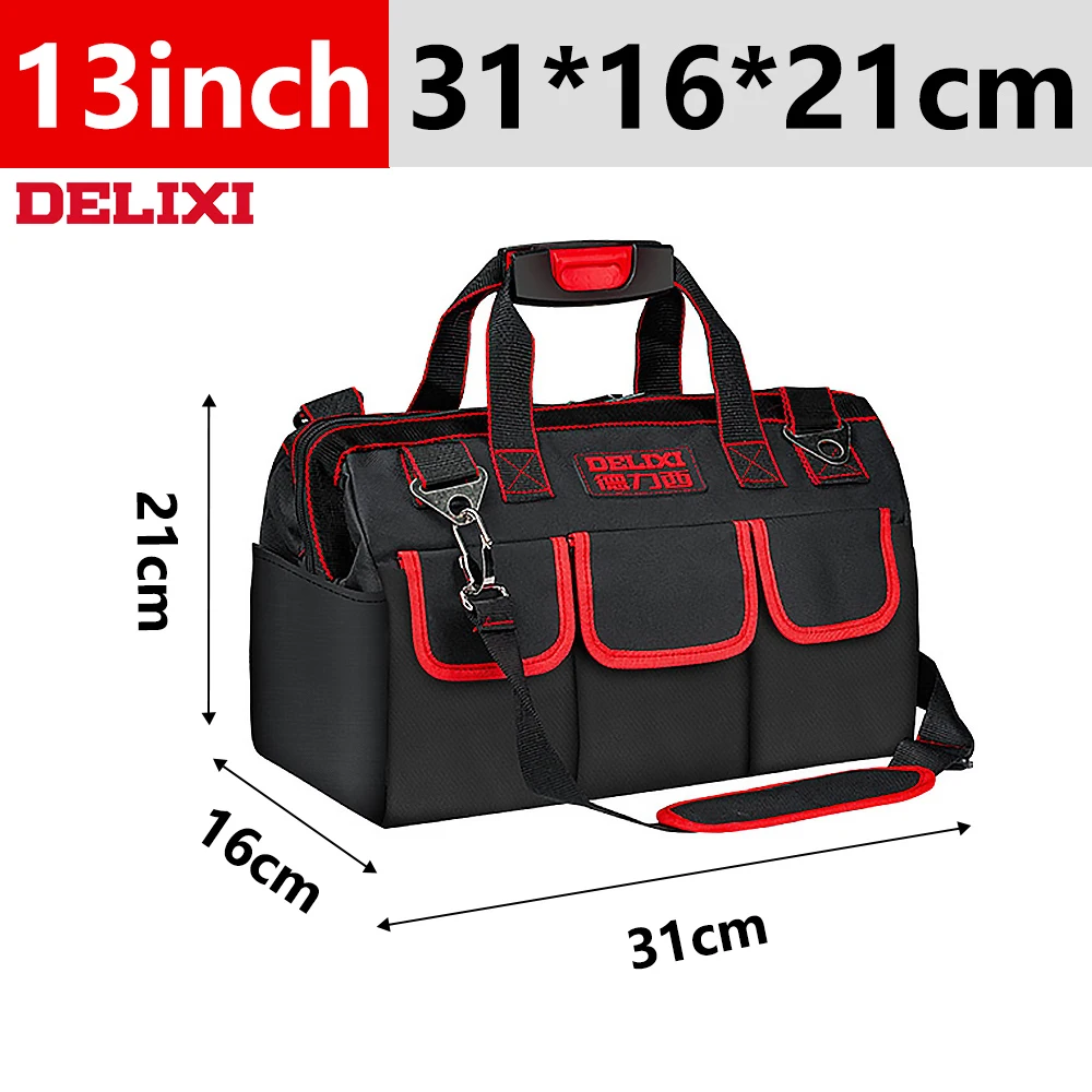 small tool chest DELIXI 13 16 Inch  Tool Bag Multi-Function Electrician Bag 1680D Oxford Cloth  Waterproof Tool Strong Storage Large Bags Toolkit heavy duty tool bag Tool Storage Items