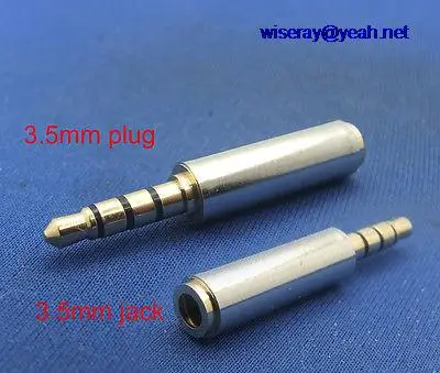 

DHL/EMS 150PCS 4-pin 1/8" 3.5mm TO 3.5MM Female Audio plug Cables DIY for MIC Headphones-A7