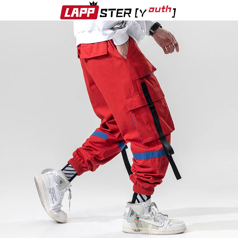 LAPPSTER мужские брюки-карго с лентами комбинезоны мужские s Уличная шаровары Лоскутные Спортивные штаны хип-хоп спортивные брюки 5XL