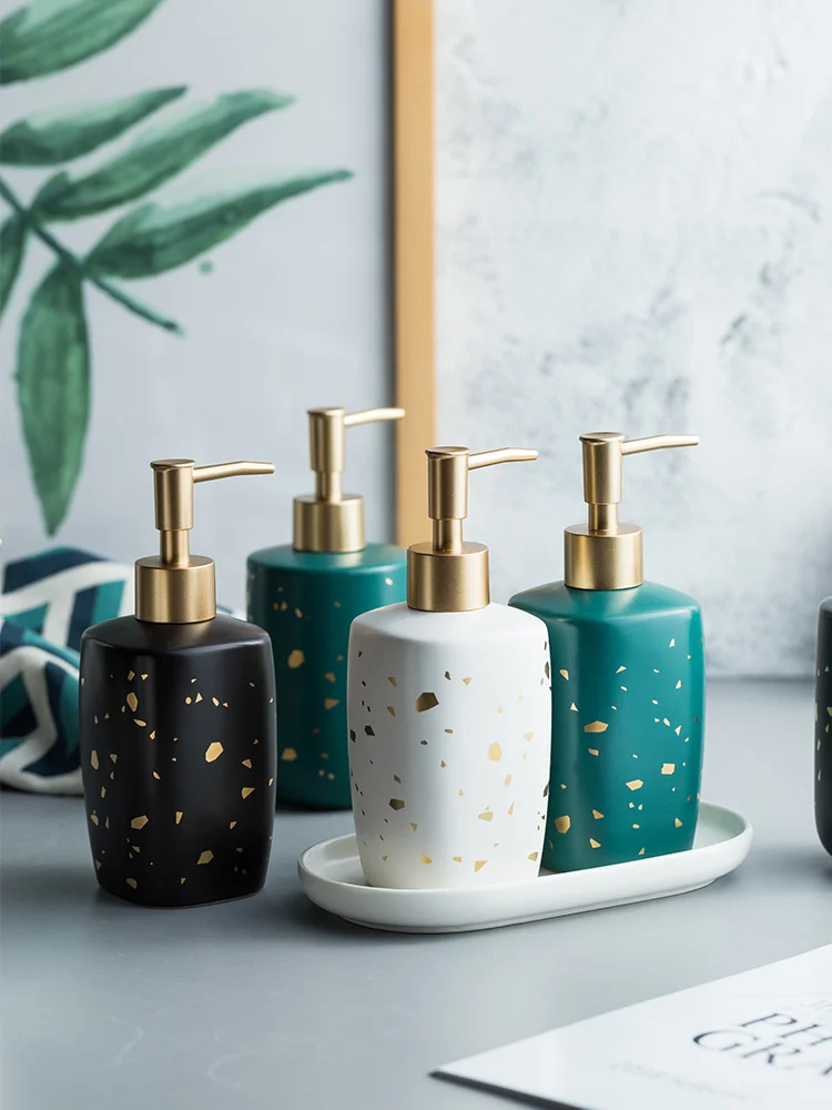 Nordic marbled ceramic hand Sanitizer bottled bathroom lotion bottle shampoo shower gel pressed bottle380ml ceramic tray storage Nordic marbled ceramic hand Sanitizer bottled bathroom lotion bottle shampoo shower gel pressed bottle380ml ceramic tray storage