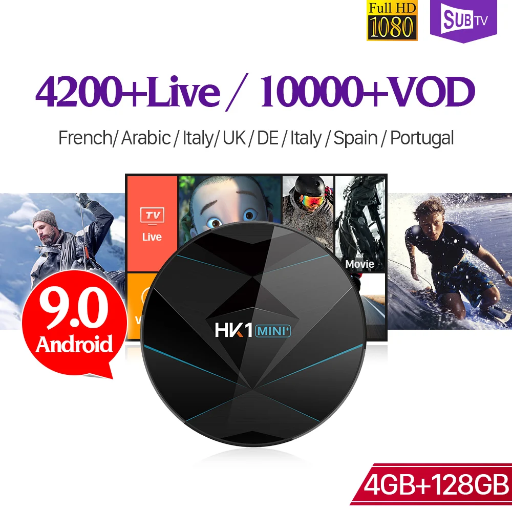 

SUBTV 1 Year IPTV France Arabic Italy HK1 MINI+ 4G+128G BT Dual-Band WIFI IPTV Android 9.0 France IPTV Arabic Italy Canada IP TV