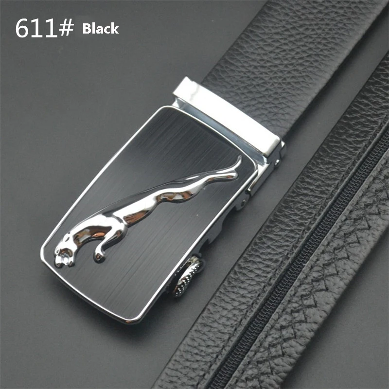 Nuleez real leather belt men to hide money in black and coffee automatically lock head belt strap fashion new gift for boyfriend - Цвет: 611black