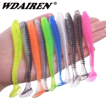 

WDAIREN Swing Impact Jig Wobblers Fishing Bait 50mm 70mm 95mm Sea Fishing Soft Lures Leurre Souple Double Color Silicone Baits