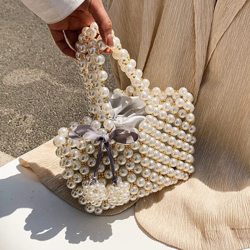 Женские вечерние сумочки ручной работы с жемчугом роскошные маленькие бисерные