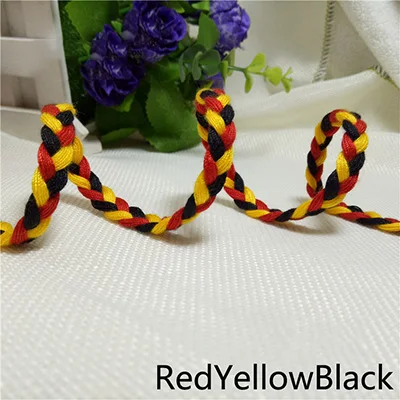 RedYellowBlack Meetee 10 м 8 мм ручное ткачество цвет веревка полиэстер 3 нити плетеные шнуры шляпа своими руками декоративная Веревка Головные уборы Аксессуары AP300 - Цвет: RedYellowBlack