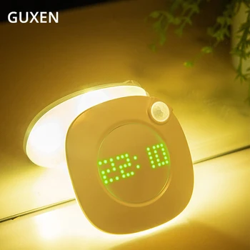 

LED time display motion sensor lamp intelligent night light bedroom toilet hall bedside led charging table lamp wall lamp
