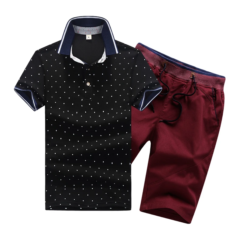 Для мужчин комплект Повседневное 2019 летние однотонные Slim Fit костюм s поло + шорты