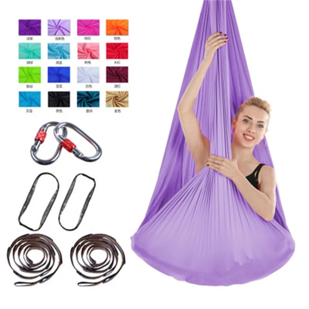 4m wide stretch aerial yoga hammock indoor silk anti-gravity yoga free knotted knot and rope aerial yoga swing set yoga 30S30 (25)