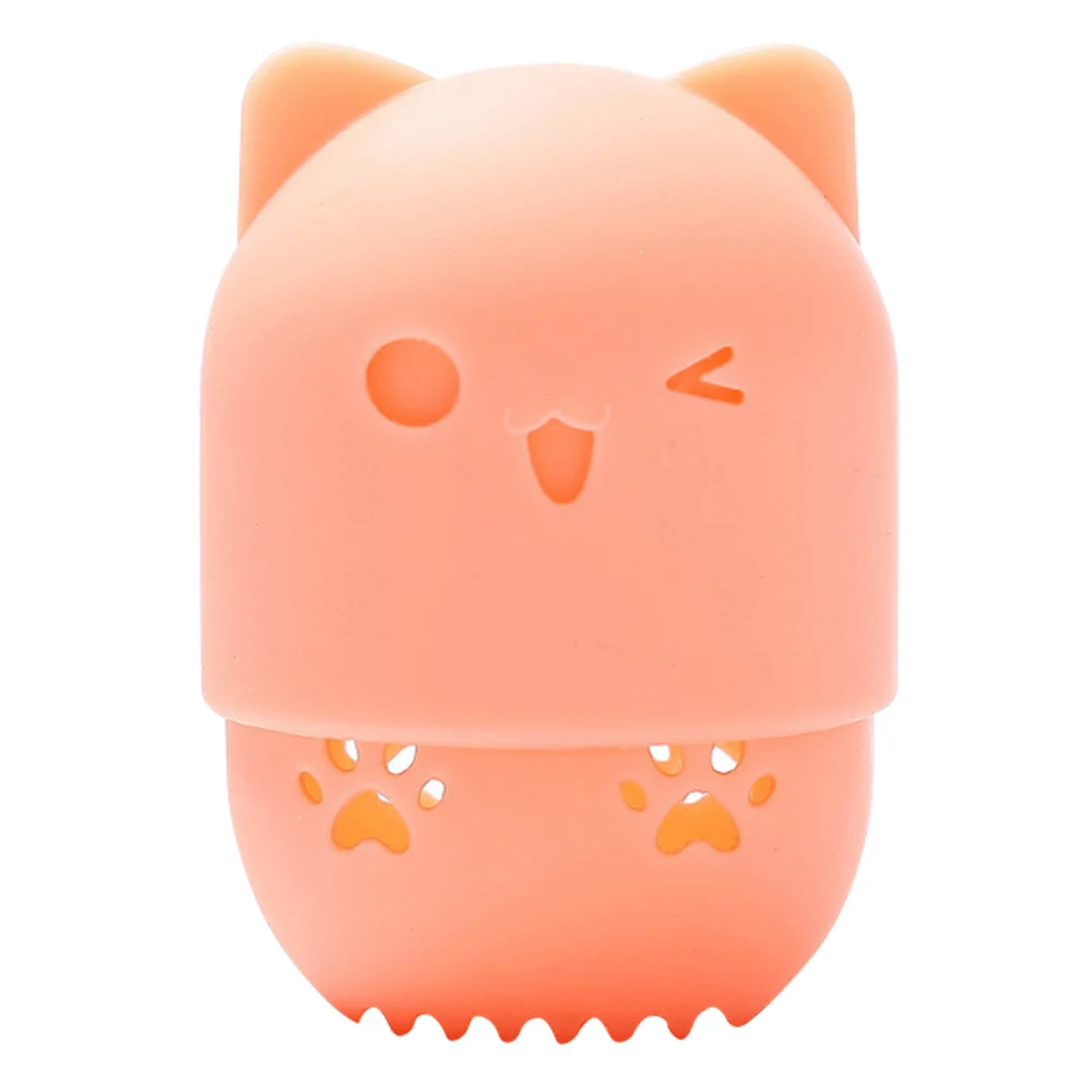 Orange Kitten beauty Puff Box блендер держатель Губка Макияж яйцо сушки чехол Портативный Силиконовый косметический Блендер Губка коробка держатель - Цвет: Orange